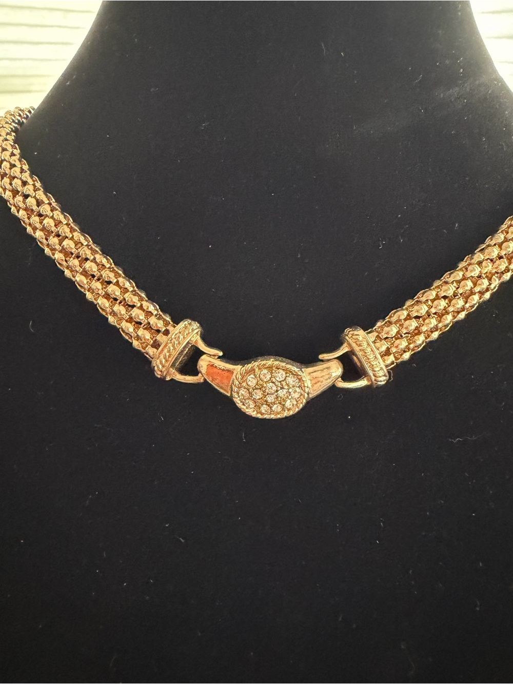 Vintage Gold Crystal-Accent Woven Choker Necklace
